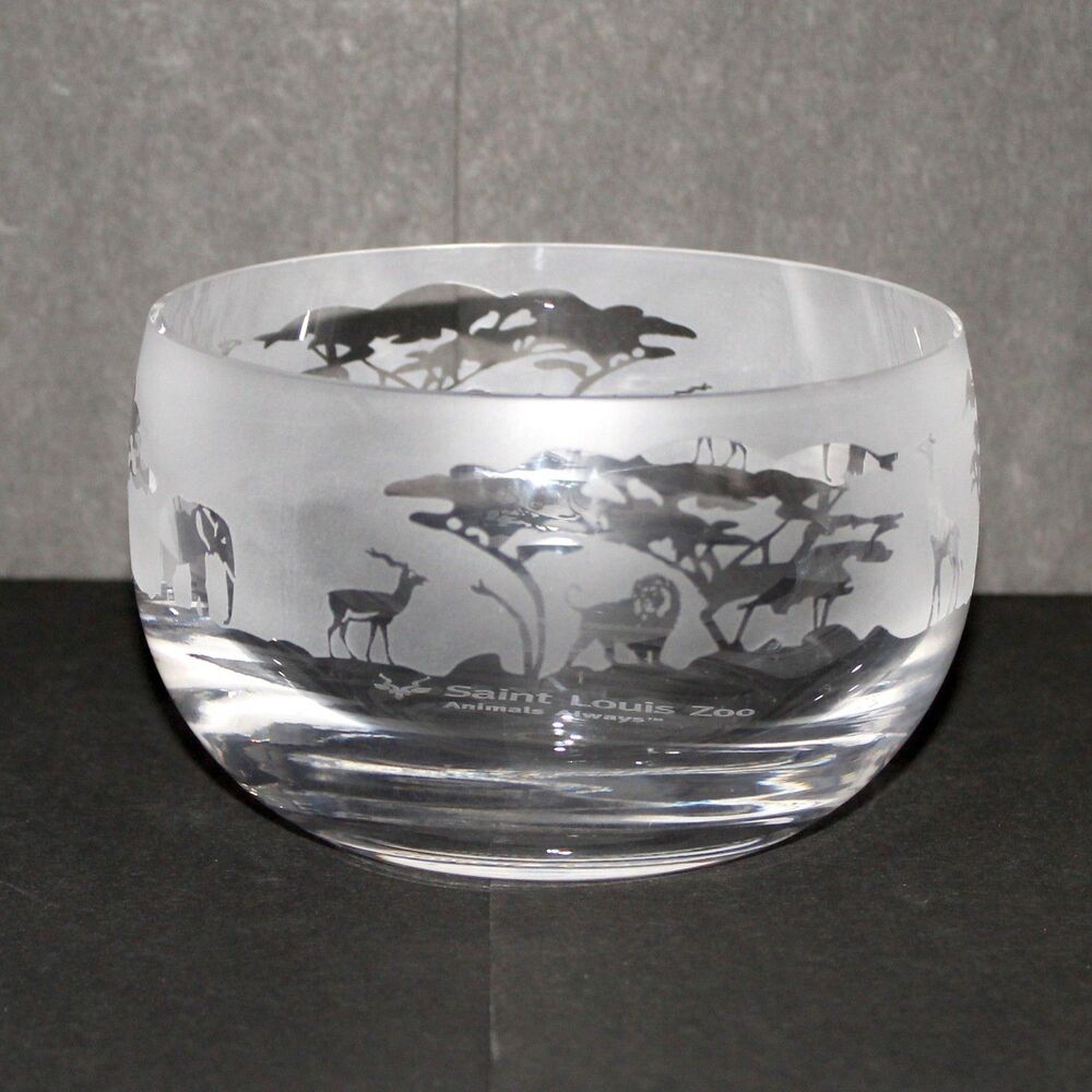 St. Louis Zoo Animal Safari Crystal Bowl Africa animals clear glass decor lion
